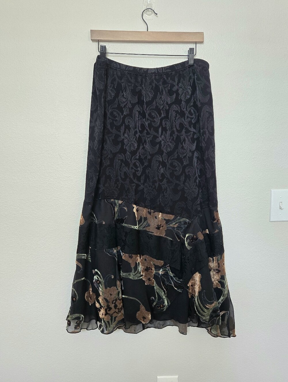 Vintage Y2K Grunge Fairy Floral Ruffled Skirt Size 16